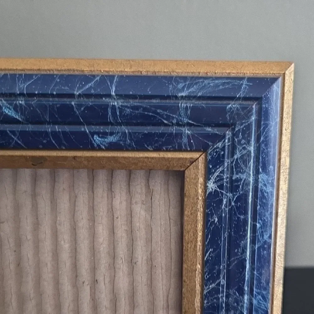 Elegant Blue and Gold Picture Frame